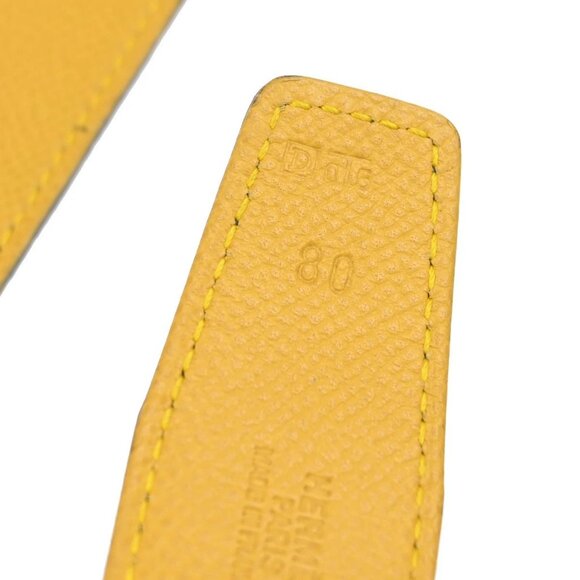 HERMES H Logo Constance Reversible Buckle Belt Leather #80 SHW Blue YW 82YH574 - Picture 13 of 16